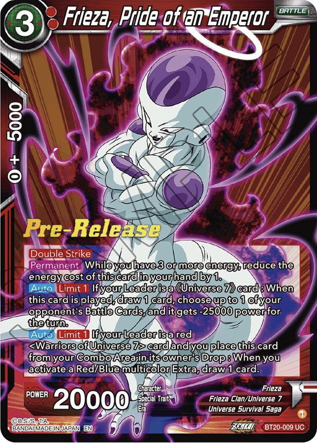 Frieza, Pride of an Emperor (BT20-009) [Power Absorbed Prerelease Promos] | Pegasus Games WI