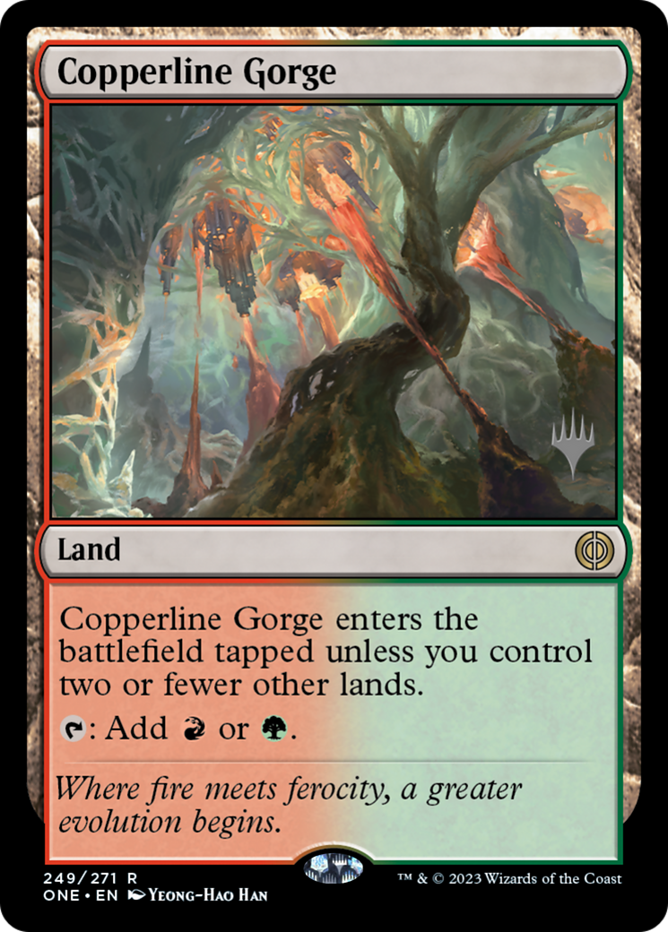 Copperline Gorge (Promo Pack) [Phyrexia: All Will Be One Promos] | Pegasus Games WI