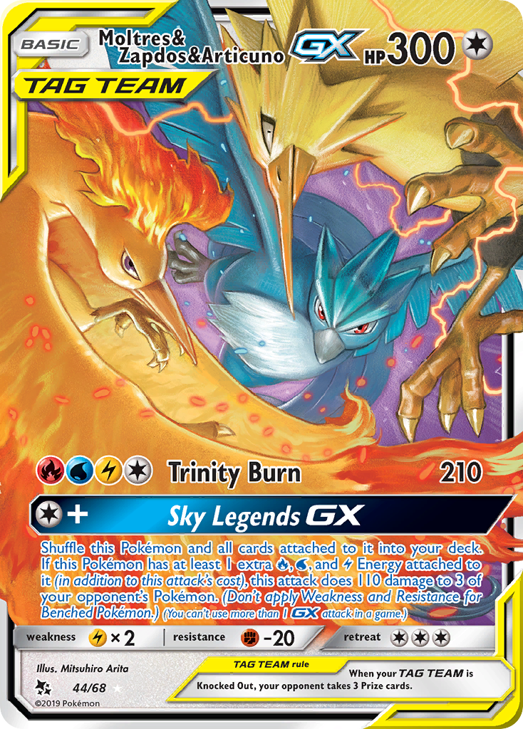 Moltres & Zapdos & Articuno GX (44/68) [Sun & Moon: Hidden Fates] | Pegasus Games WI