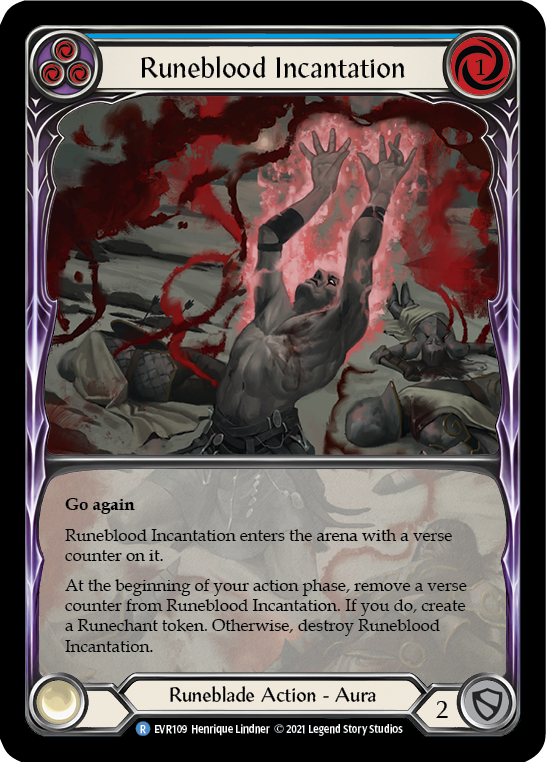 Runeblood Incantation (Blue) [EVR109] (Everfest)  1st Edition Extended Art Rainbow Foil | Pegasus Games WI