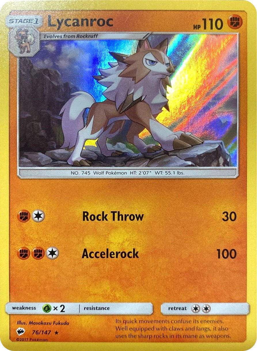 Lycanroc (76/147) (Water Web Holo) [Sun & Moon: Burning Shadows] | Pegasus Games WI