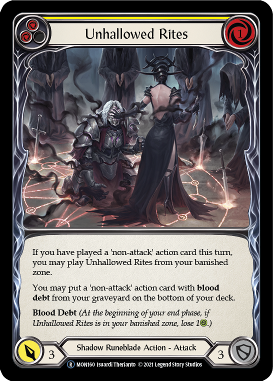 Unhallowed Rites (Yellow) (Rainbow Foil) [U-MON160-RF] Unlimited Rainbow Foil | Pegasus Games WI