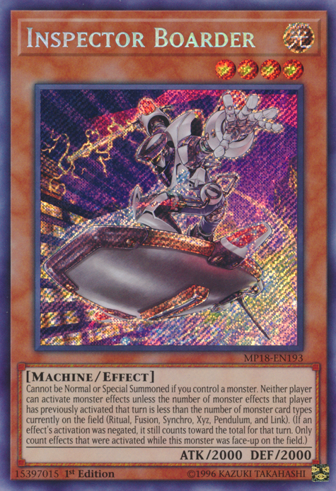 Inspector Boarder [MP18-EN193] Secret Rare | Pegasus Games WI
