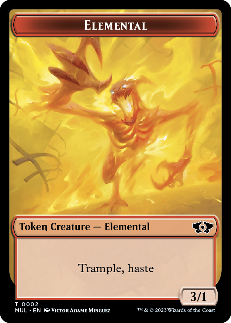 Elemental (2) // Teferi Akosa of Zhalfir Emblem Double-Sided Token [March of the Machine Tokens] | Pegasus Games WI