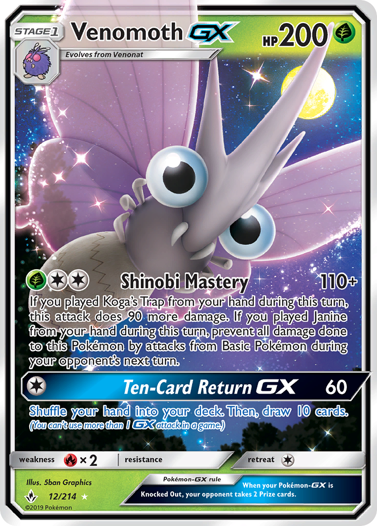 Venomoth GX (12/214) [Sun & Moon: Unbroken Bonds] | Pegasus Games WI