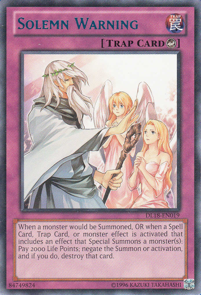 Solemn Warning (Blue) [DL18-EN019] Rare | Pegasus Games WI