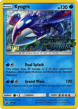 Kyogre (SM129) (Staff Prerelease Promo) [Sun & Moon: Black Star Promos] | Pegasus Games WI