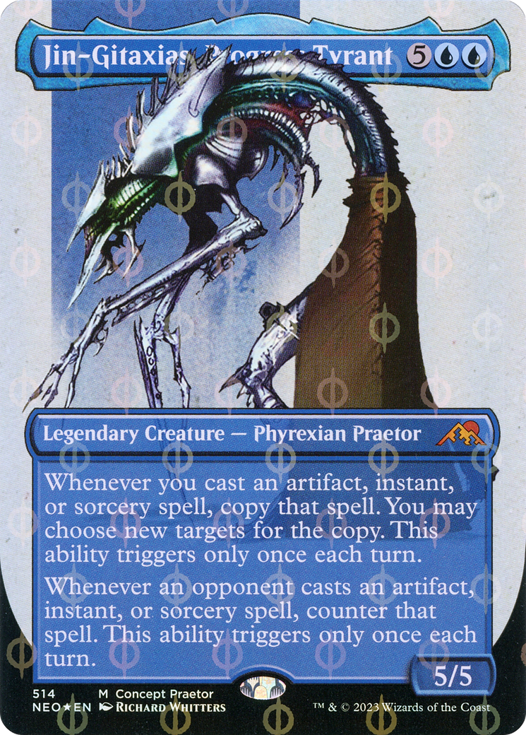 Jin-Gitaxias, Progress Tyrant (Borderless Concept Praetors Step-and-Compleat Foil) [Phyrexia: All Will Be One] | Pegasus Games WI