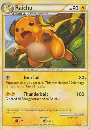 Raichu (19/30) [HeartGold & SoulSilver: Trainer Kit - Raichu] | Pegasus Games WI