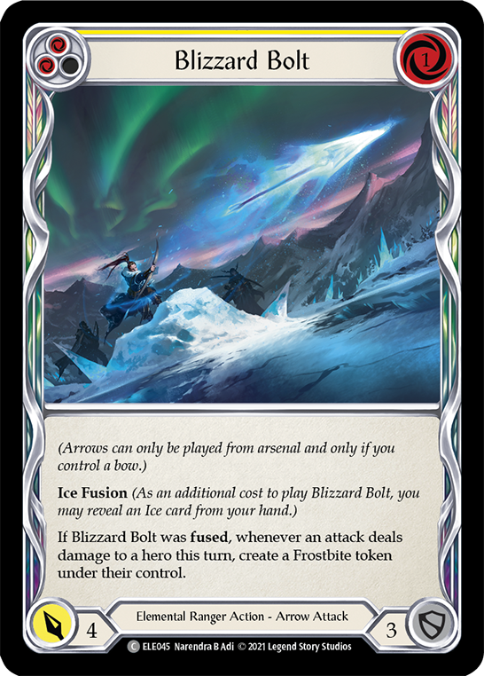 Blizzard Bolt (Yellow) [ELE045] (Tales of Aria)  1st Edition Rainbow Foil | Pegasus Games WI