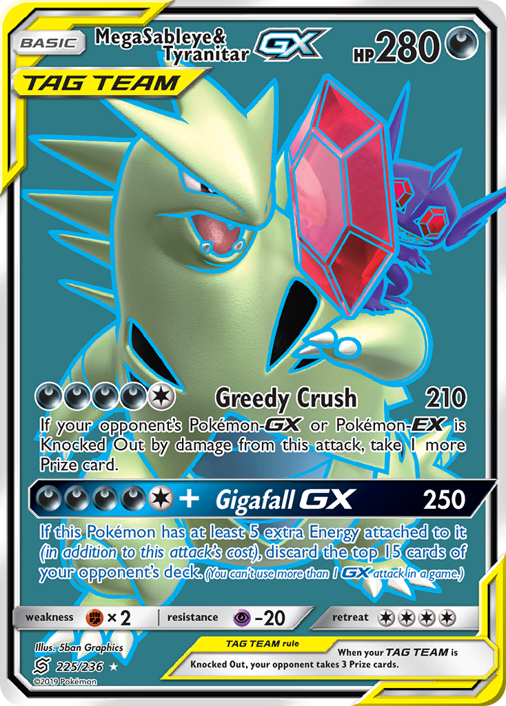 Mega Sableye & Tyranitar GX (225/236) [Sun & Moon: Unified Minds] | Pegasus Games WI