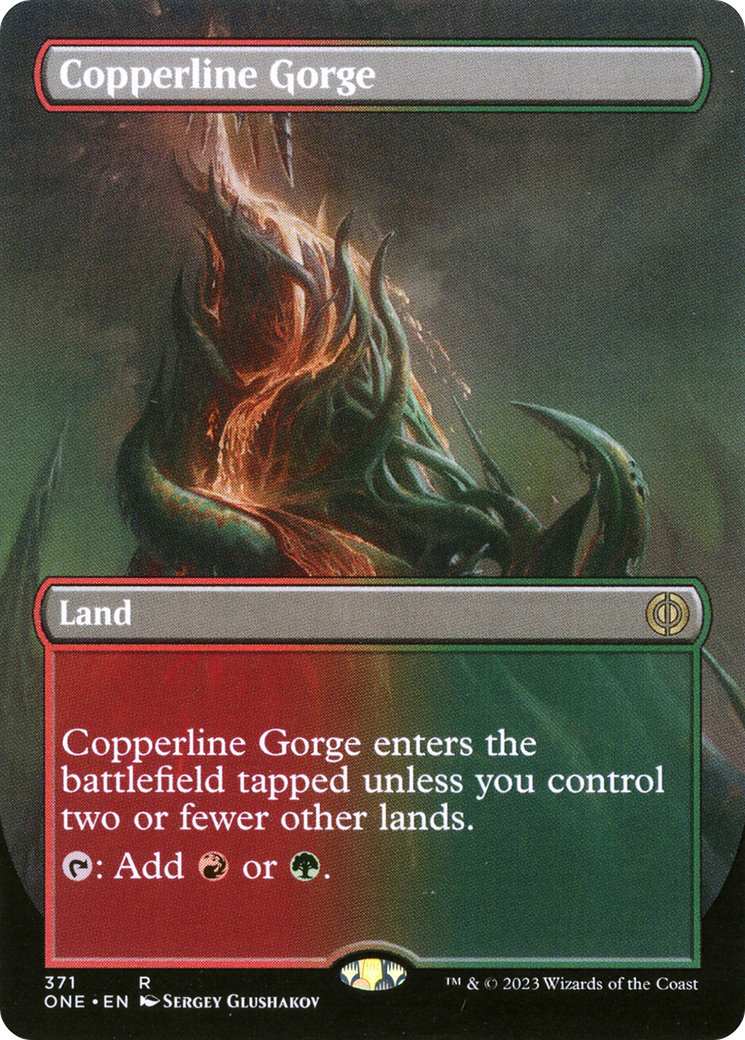 Copperline Gorge (Borderless Alternate Art) [Phyrexia: All Will Be One] | Pegasus Games WI