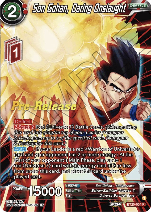 Son Gohan, Daring Onslaught (BT20-004) [Power Absorbed Prerelease Promos] | Pegasus Games WI