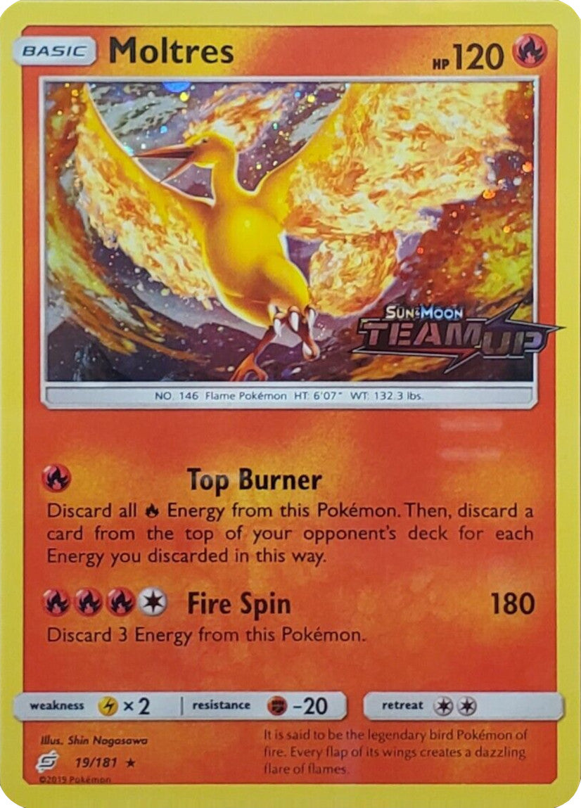 Moltres (19/181) (Stamped) [Sun & Moon: Team Up] | Pegasus Games WI