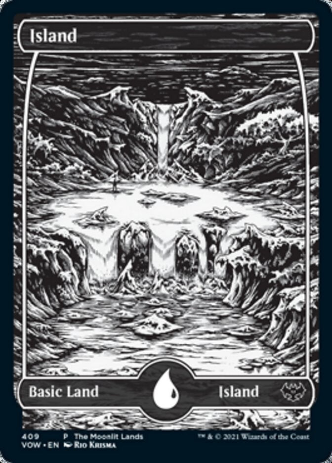 Island (The Moonlit Lands) (Foil Etched) [Innistrad: Crimson Vow Promos] | Pegasus Games WI