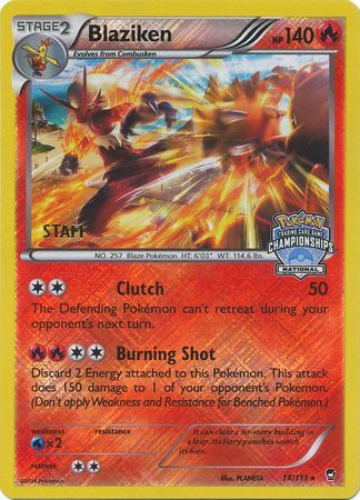 Blaziken (14/111) (Staff National Championship Promo) [XY: Furious Fists] | Pegasus Games WI