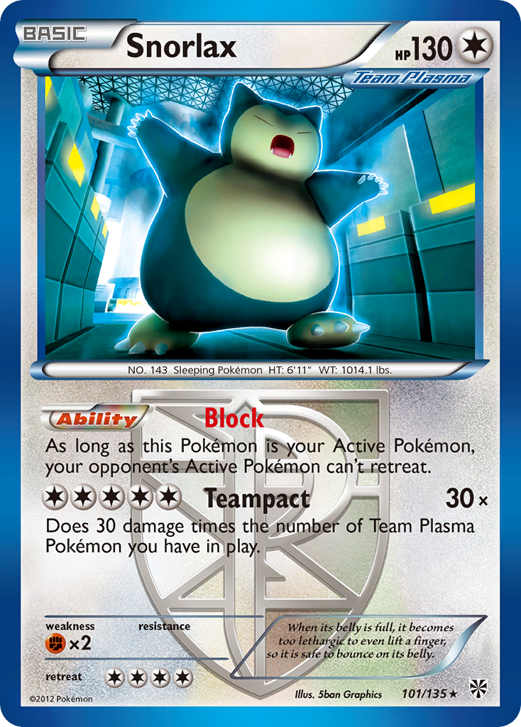 Snorlax (101/135) [Black & White: Plasma Storm] | Pegasus Games WI