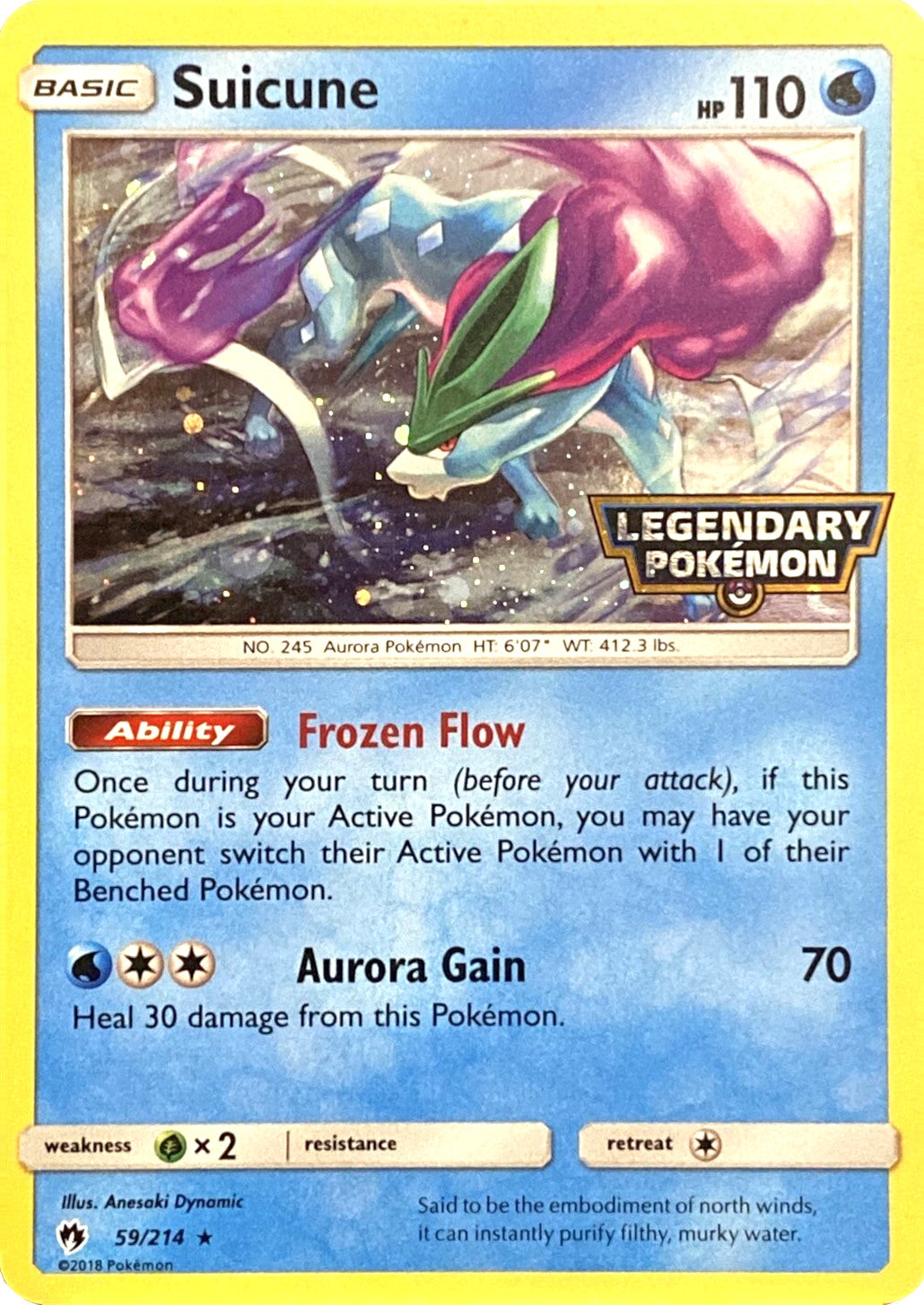 Suicune (59/214) (Legendary Pokemon Stamped) [Sun & Moon: Lost Thunder] | Pegasus Games WI