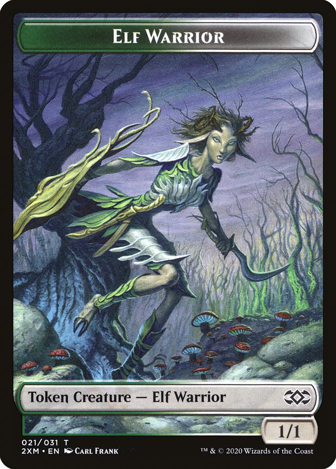 Golem // Elf Warrior Double-Sided Token [Double Masters Tokens] | Pegasus Games WI