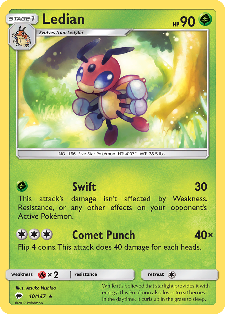 Ledian (10/147) [Sun & Moon: Burning Shadows] | Pegasus Games WI