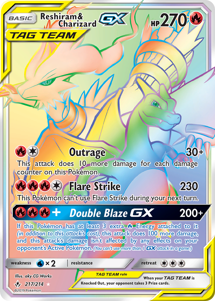 Reshiram & Charizard GX (217/214) [Sun & Moon: Unbroken Bonds] | Pegasus Games WI