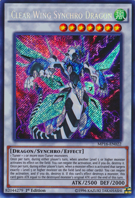 Clear Wing Synchro Dragon [MP16-EN022] Secret Rare | Pegasus Games WI