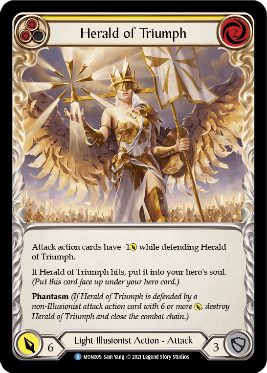 Herald of Triumph (Yellow) (Rainbow Foil) [MON009-RF] 1st Edition Rainbow Foil | Pegasus Games WI