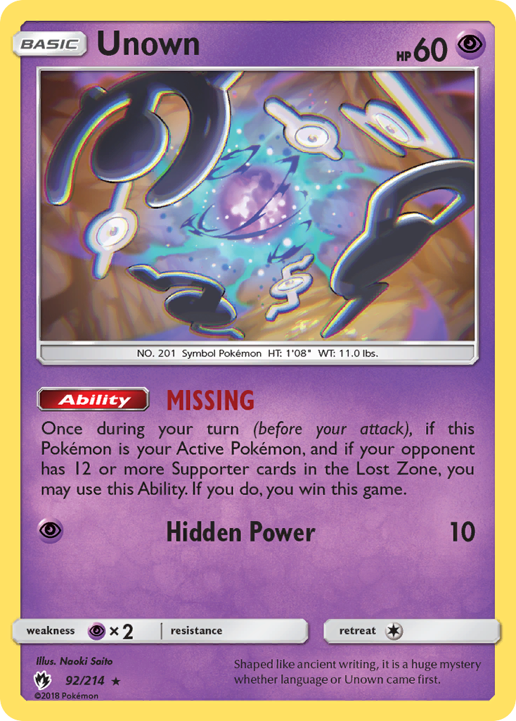 Unown (92/214) [Sun & Moon: Lost Thunder] | Pegasus Games WI
