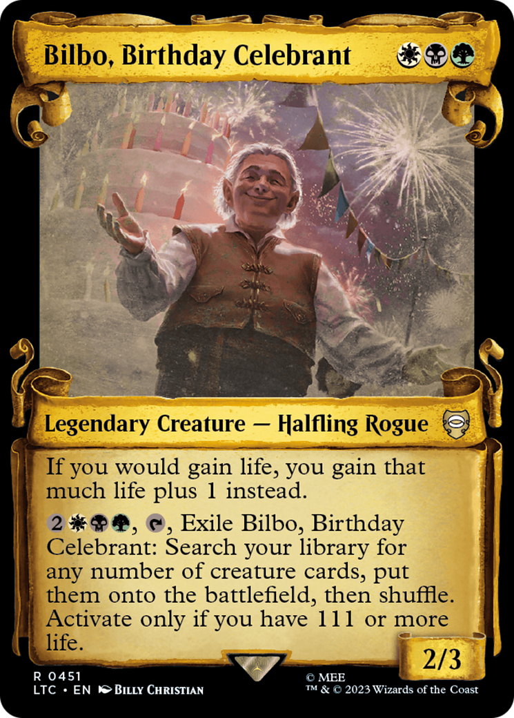 Bilbo, Birthday Celebrant [The Lord of the Rings: Tales of Middle-Earth Commander Showcase Scrolls] | Pegasus Games WI