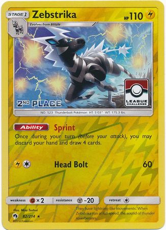 Zebstrika (82/214) (League Promo 2nd Place) [Sun & Moon: Lost Thunder] | Pegasus Games WI
