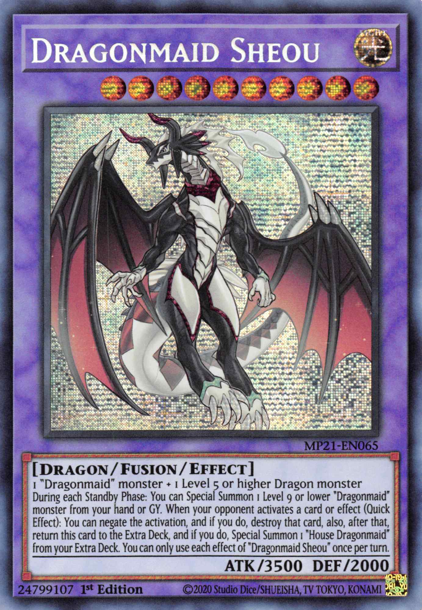 Dragonmaid Sheou [MP21-EN065] Prismatic Secret Rare | Pegasus Games WI