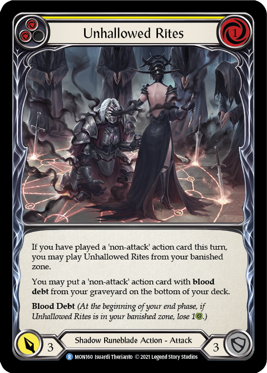 Unhallowed Rites (Yellow) (Rainbow Foil) [MON160-RF] 1st Edition Rainbow Foil | Pegasus Games WI