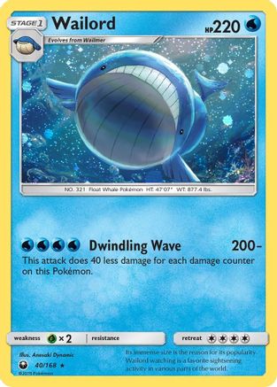 Wailord (40/168) (Cosmos Holo) [Sun & Moon: Celestial Storm] | Pegasus Games WI