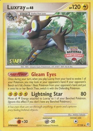 Luxray (7/130) (National Championships) (Staff) [Diamond & Pearl: Base Set] | Pegasus Games WI