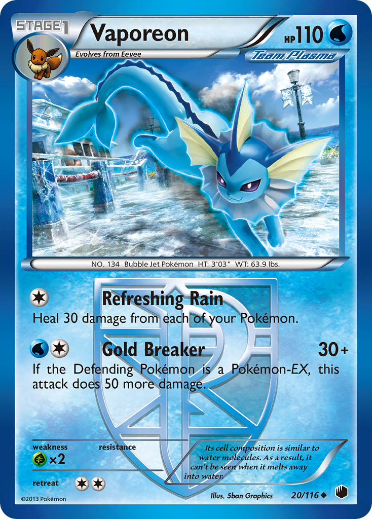 Vaporeon (20/116) [Black & White: Plasma Freeze] | Pegasus Games WI