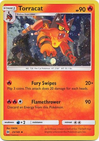 Torracat (25/149) (Cosmos Holo) [Sun & Moon: Base Set] | Pegasus Games WI