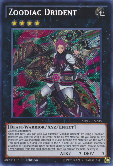 Zoodiac Drident [MP17-EN208] Secret Rare | Pegasus Games WI