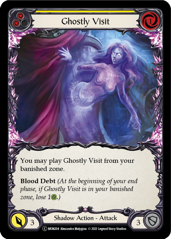 Ghostly Visit (Yellow) (Rainbow Foil) [U-MON204-RF] Unlimited Rainbow Foil | Pegasus Games WI