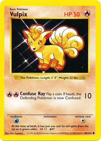 Vulpix (68/102) [Base Set Shadowless Unlimited] | Pegasus Games WI