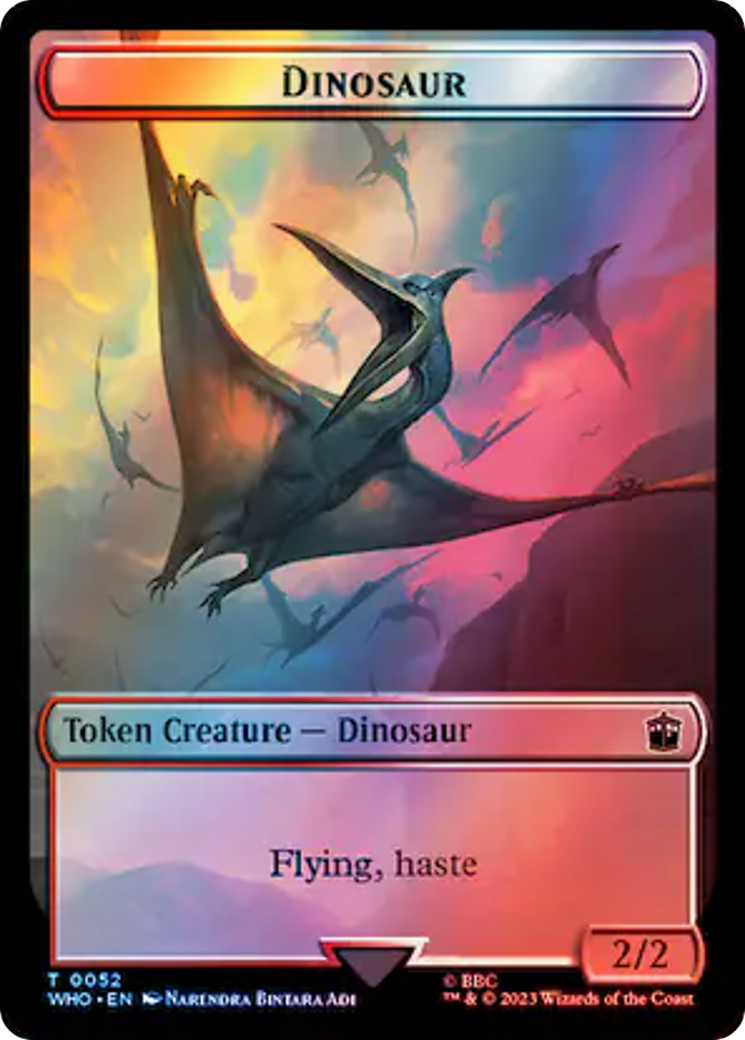 Warrior // Dinosaur Double-Sided Token (Surge Foil) [Doctor Who Tokens] | Pegasus Games WI