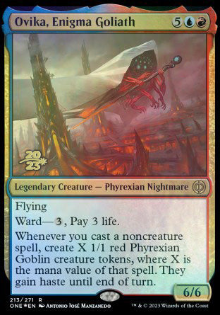Ovika, Enigma Goliath [Phyrexia: All Will Be One Prerelease Promos] | Pegasus Games WI