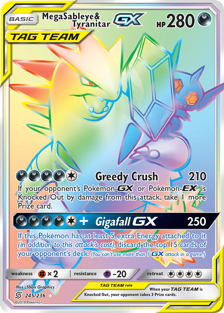 Mega Sableye & Tyranitar GX (245/236) [Sun & Moon: Unified Minds] | Pegasus Games WI