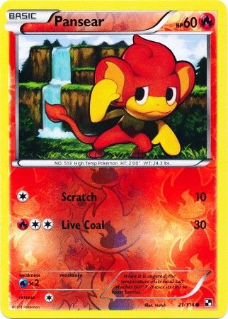 Pansear (21/114) (Energy Reverse Holo) [Black & White: Base Set] | Pegasus Games WI