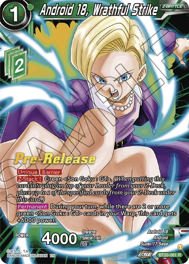 Android 18, Wrathful Strike (BT20-061) [Power Absorbed Prerelease Promos] | Pegasus Games WI