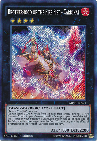 Brotherhood of the Fire Fist - Cardinal [MP14-EN031] Secret Rare | Pegasus Games WI