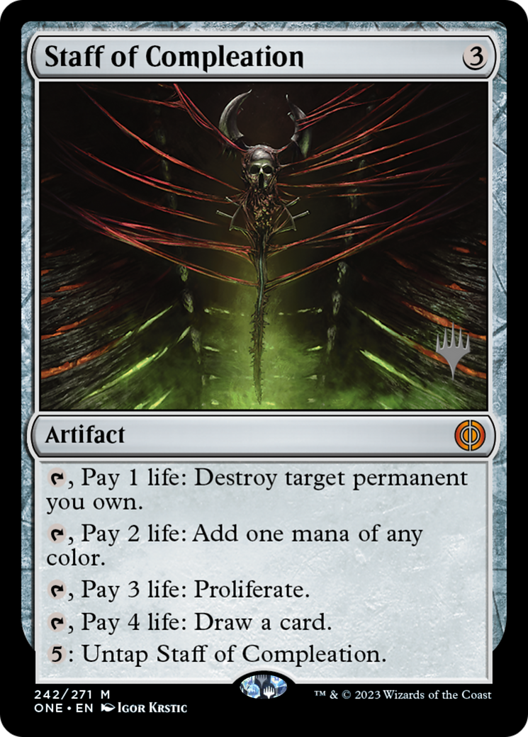 Staff of Compleation (Promo Pack) [Phyrexia: All Will Be One Promos] | Pegasus Games WI