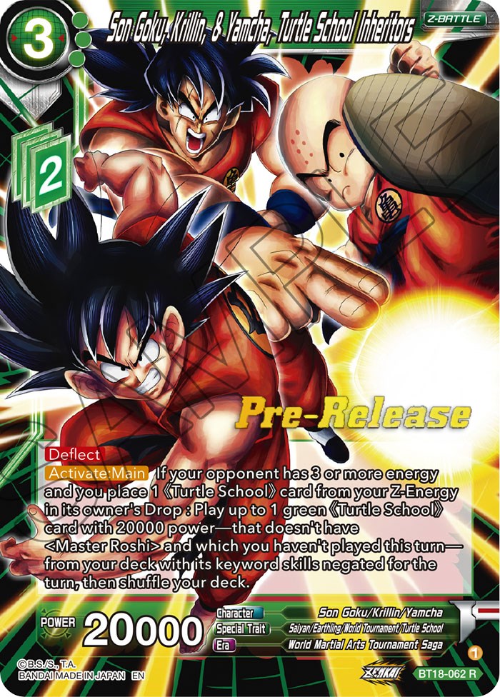 Son Goku, Krillin, & Yamcha, Turtle School Inheritors (BT18-062) [Dawn of the Z-Legends Prerelease Promos] | Pegasus Games WI
