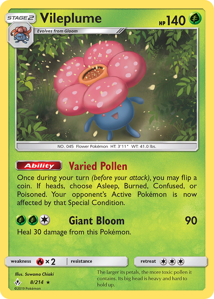 Vileplume (8/214) [Sun & Moon: Unbroken Bonds] | Pegasus Games WI