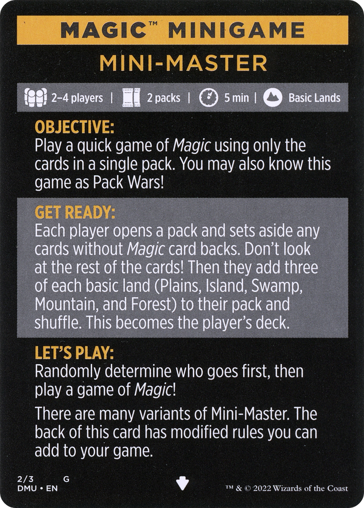 Mini-Master (Magic Minigame) [Commander Legends: Battle for Baldur's Gate Minigame] | Pegasus Games WI