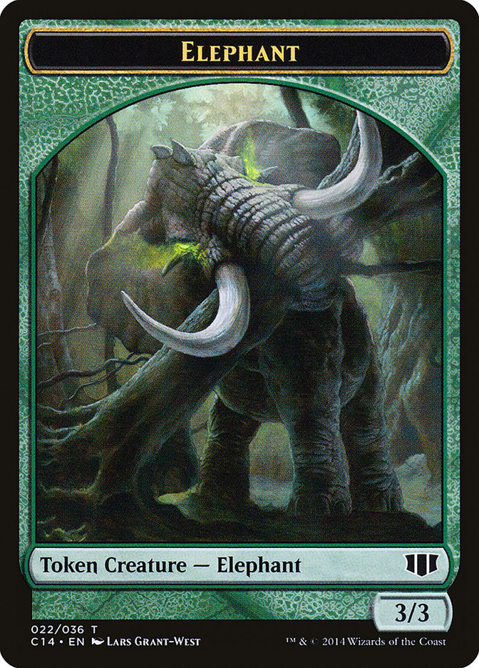 Elephant // Elf Warrior Double-Sided Token [Commander 2014 Tokens] | Pegasus Games WI